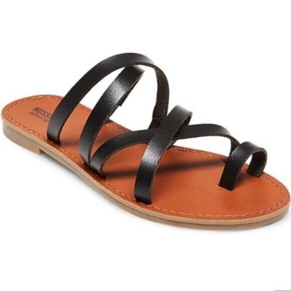 Mossimo Supply Co.  Women’s Brown Black Strappy Flat Sandals Size 7 1/2 - Picture 2 of 10